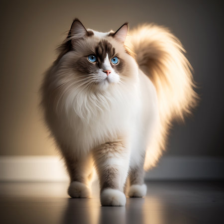 Fluffy Beautiful Ragdoll Cat . AI generated Illustration.の素材