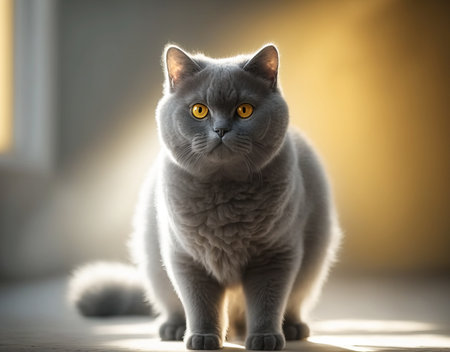Beautiful Large Gray Cat. AI generated Illustration.の素材