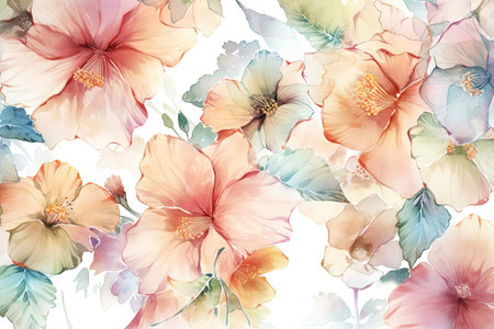 Abstract Colorful Hibiscus Flowers for Background. AI generated Illustration.の素材