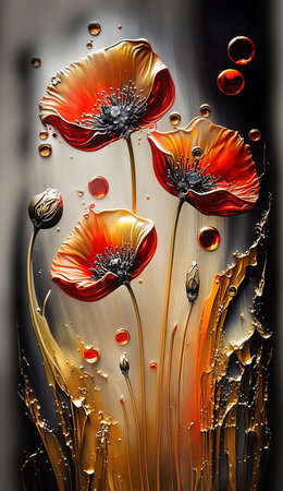 Abstract Colorful Poppy Flowers for Background. AI generated Illustration.の素材