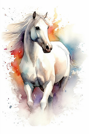 Image of Horse , Watercolor painting . AI generated Illustration.の素材