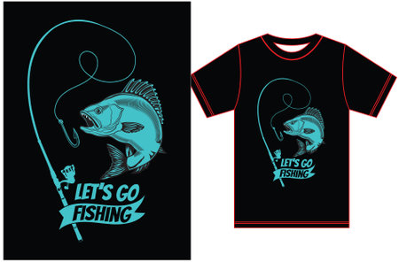 Let's go fishing. Fishing T-shirt design. Fishing lover t-shirt.のイラスト素材