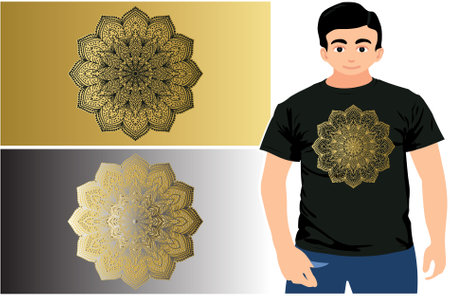 Luxury Mandala With T-shirt Design.のイラスト素材