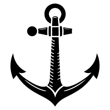A high-contrast, black and white vector-style illustration of a traditional admiralty-pattern...