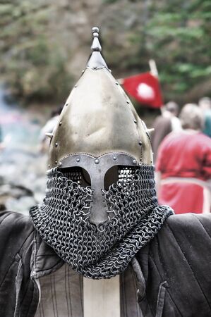 Medieval Templar helmet waiting for its knight