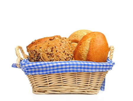 Bread rolls in a basketの写真素材