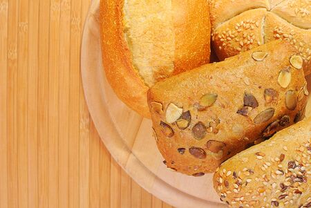 Roll bread on retro backgroundの写真素材