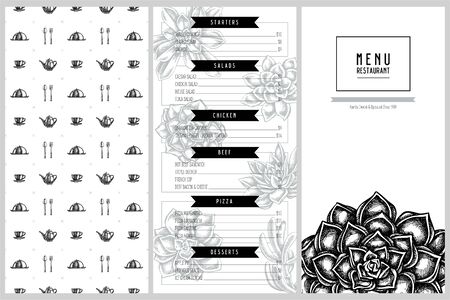 Vintage menu design with succulent echeveria, succulent echeveria, succulent stock illustrationのイラスト素材