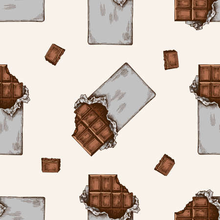 Seamless pattern with hand drawn colored chocolateのイラスト素材