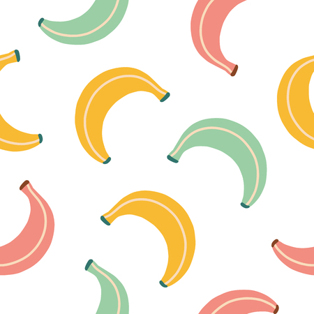 Summer bright seamless pattern with hand drawn abstract bananas.のイラスト素材