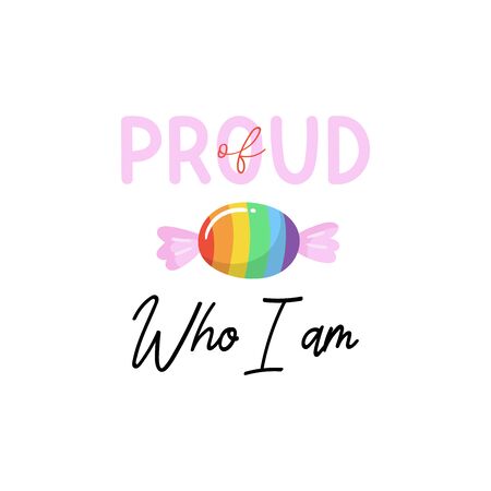 Cute LGBTQ pride print. Colorful design elements and typography. Vector hand drawn illustration and lettering. Pride Month poster, banner, logo design.のイラスト素材