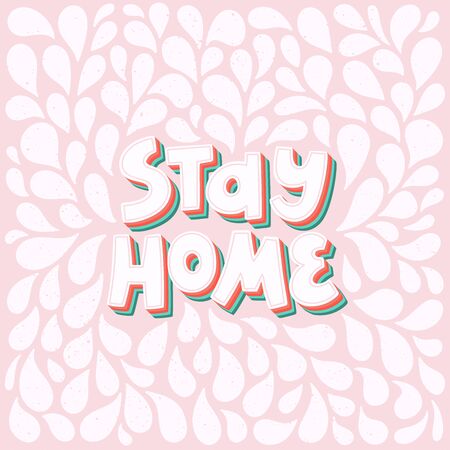 Hand drawn illustration with Coronavirus messages. Protect from Covid-19 epidemic handwritten lettering. Stay home. Self-isolation phrases for social media, banners, posters, stickers.のイラスト素材