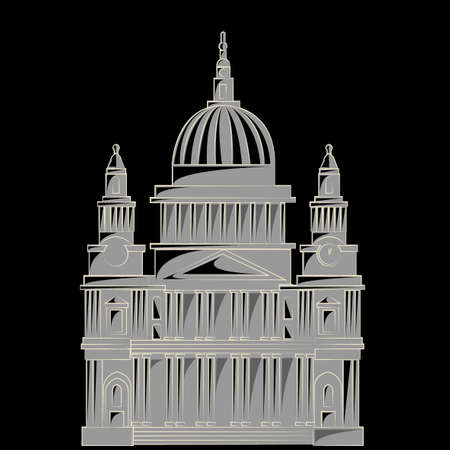Gothic illustration from the iconic English Building, saint paul cathedral (London UK) in a dark backgroundのイラスト素材