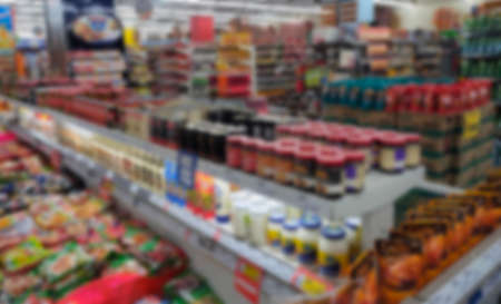 abstract blur shelf in super market for backgroundの写真素材