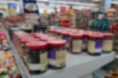 abstract blur shelf in super market for backgroundの写真素材