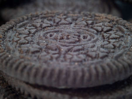 Jakarta, Indonesia-August 2, 2021: Oreo is an American sandwich cookie Jakarta, Indonesia-August 2, 2021: consisting of two (usually chocolate) wafers or biscuits with a sweet crÃ¨me filling.Isolated white backgroundのeditorial素材