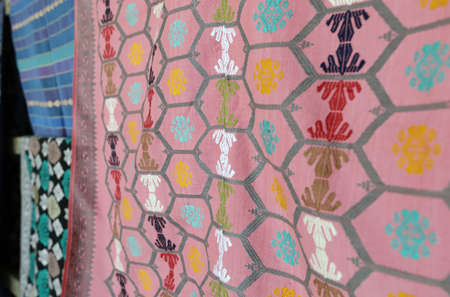 Traditional woven fabric from Lombok, West Nusa Tenggara, Indonesiaの写真素材