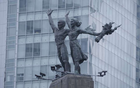 Jakarta, Indonesia-January 28, 2022: Welcome Statue or patung selamat datang  to Hotel Indonesia Roundaboutのeditorial素材