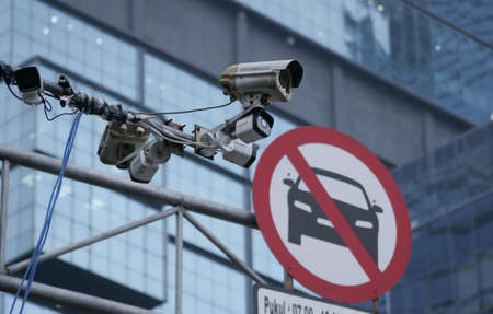Jakarta, Indonesia-January 28, 2022: CCTV on the highway, cctv for motor vehicle violationsのeditorial素材