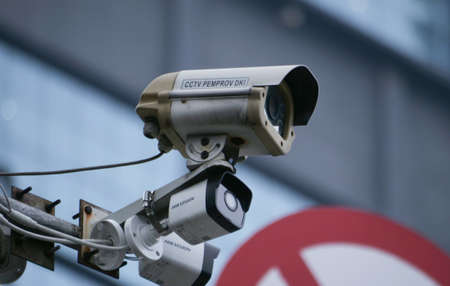 Jakarta, Indonesia-January 28, 2022: CCTV on the highway, cctv for motor vehicle violations