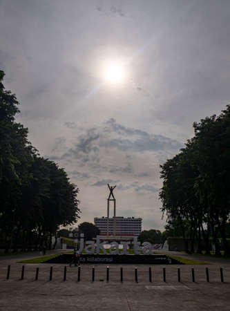 Jakarta, Indonesia - May 10, 2022: The West Irian Liberation Monument is a post-war modernist monument located in Banteng Square, Jakarta, Indonesia.のeditorial素材