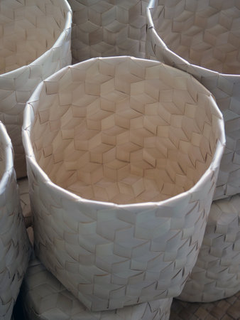Wicker baskets made of bamboo. Basket made of bamboo.の写真素材