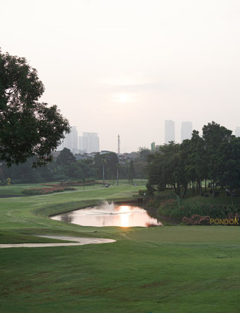 Golf course in the evening at bangkok province, Thailand.の写真素材