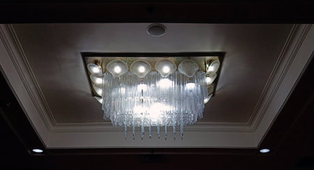 Chandelier in the interior of a hotel room, close-up