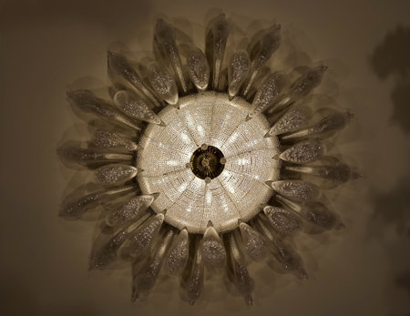 Luxury crystal chandelier in the shape of a flowerの写真素材