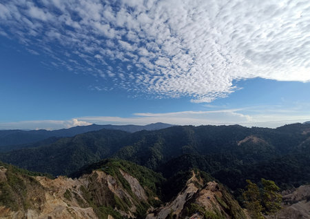 mountain and cloud at Doi Inthanon National Park, Chiang Mai, Thailandの写真素材