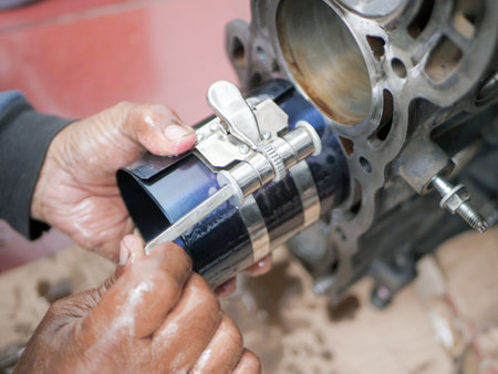 Repair of a car engine. Repair of a car engine.の写真素材