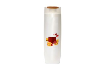Collection of cream and lotion containers on white backgroundの写真素材