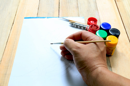 sketch drawing and painting watercolors with accessories