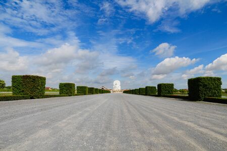 White Big Buddha monument in the gardening ,Thailandの写真素材