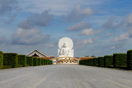 White Big Buddha monument in the gardening ,Thailandの写真素材