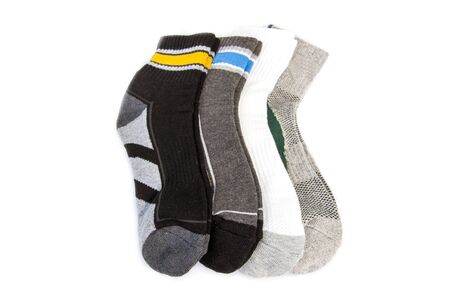 A pair of striped socks on a white background
の写真素材