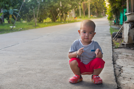 Cute little boy playing,young asian childrenの写真素材