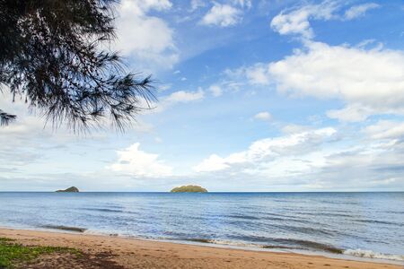Blue sea with waves and clear blue sky with cloud(ocean,wave,sea)の写真素材