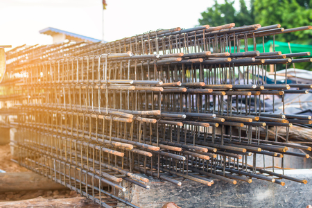 steel bar for construction concrete work,mortar in structural basis,infrastructureの写真素材