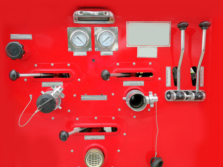 Firefighters tools fire extinguisher and hose, accessories and equipment for fire fightingの写真素材