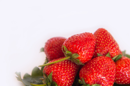 Fresh red strawberry isolated on white backgroundの写真素材
