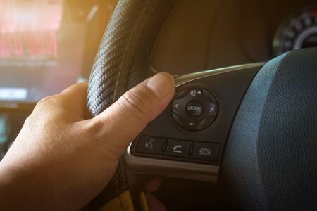 Driver checks steering and gear system before driving at service station,change and repair before...