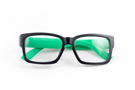 Colorful of clear glasses personal protective equipment on white backgroundの写真素材