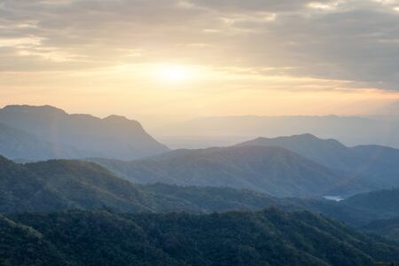 Landscape of mountain and fog in the morning at Khao kho Phetchabun,Nation park of Thailand