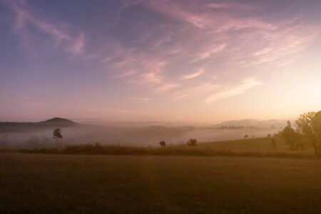 Landscape of mountain and fog in the morning at Khao kho Phetchabun,Nation park of Thailandの写真素材