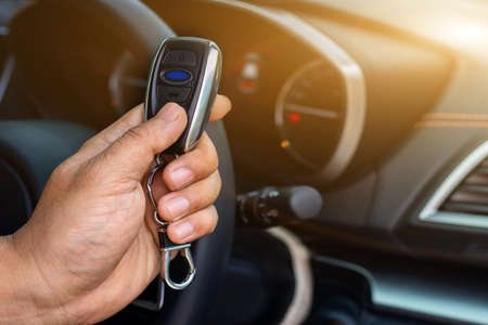 Auto mechanic or driver checks steering and gear system and start system before driving at service station,change and repair before driveの写真素材