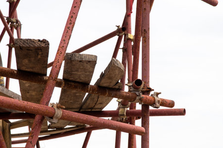 Scaffolding for rebuild or repair ancient Buddha statue in construction site,scaffold for constructionの写真素材