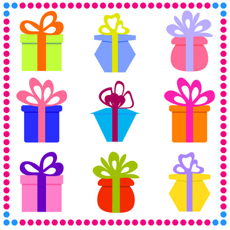 Set of colorful gift boxes   Vector illustrationのイラスト素材