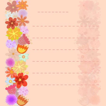 Flowers background on sheet of paper and space for your text. Vector illustrationのイラスト素材