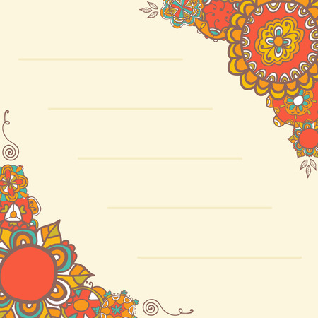 Beautiful greeting card with cute flowers.  Perfect for invitations or announcements. Vector illustrationのイラスト素材